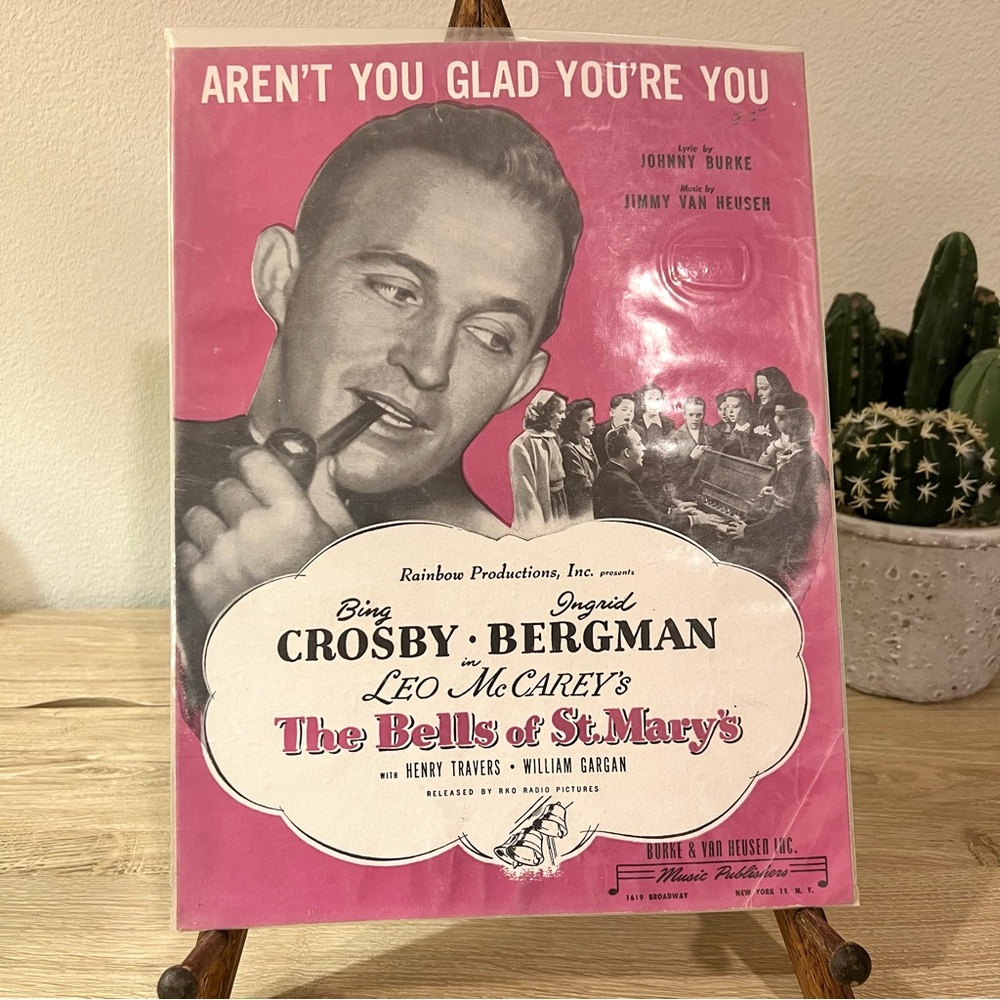 Vintage 1945 Bing Crosby Sheet Music Bells of St Mary’s Johnny Burke Van Heusen